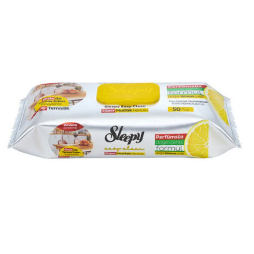Вологі серветки для кухні Sleepy з ароматом лимону, 50 шт